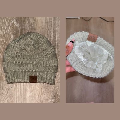 Grey satin lined winter hat One size