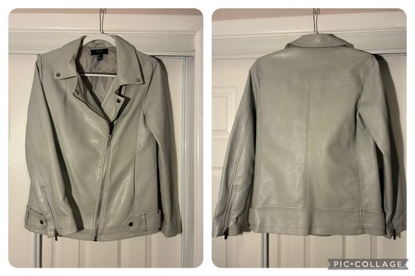 Forever 21-like new Light gray, faux leather jacket, asymmetrical zipper Women's - S