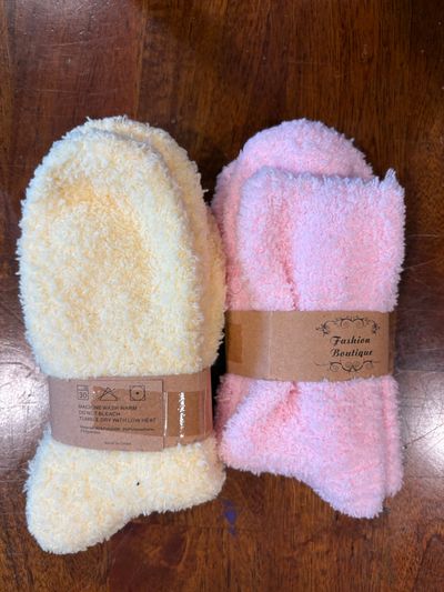 NEW 2 pair fuzzy socks