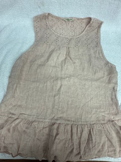 Francesca Bettini Linen Peplum Tank, Pink, Large, Francesca Bettini Linen Peplum Tank, Pink, Large, Made In Italy. Women's - L