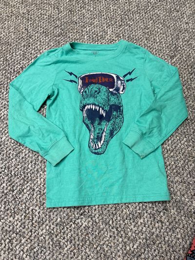 Carters Game over trex vr green long sleeve shirt 7-8