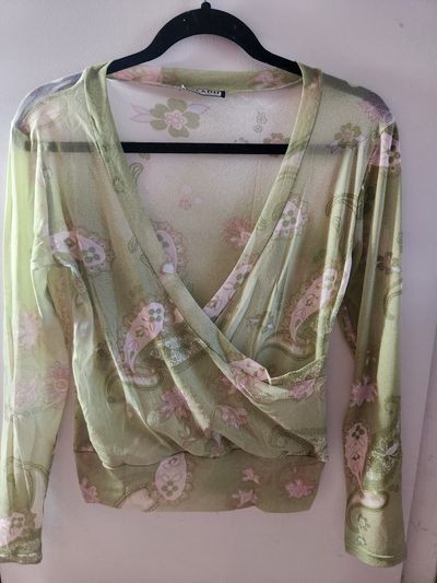 Cacadu/EU brand/ Light green pink, long sleeve, see-through, size removed fits S Women's - S