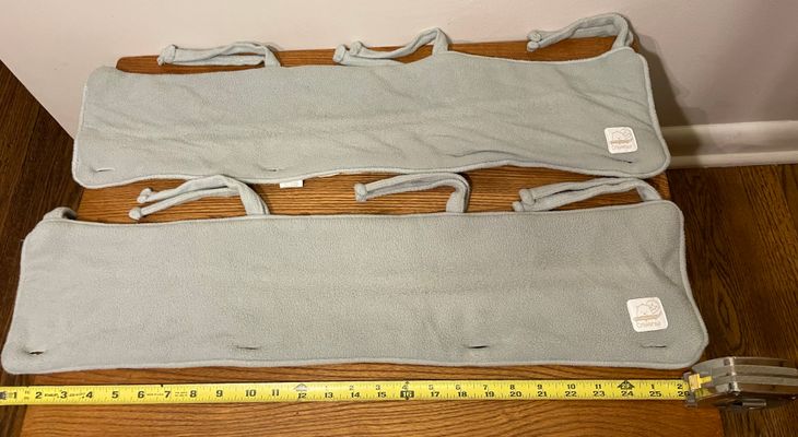 CribWrap-2 pack grey Waterproof Fleece Crib Rail Covers/Protectors for Short Side Rail
