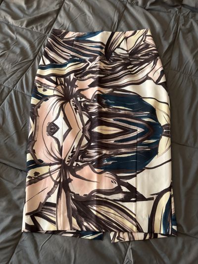 H&M Brown, Teal &Off White Colored Skirt Junior L - 8