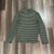 Green white stripe light mock shirt  Women's - S
