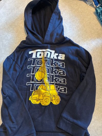 Tonka sweatshirt size 7 Navy blue yellow and white 7-8
