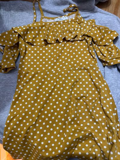 Pinc Premium Size Small Polka Dot Dress Short Sleeve Cold Shoulder 6T/6