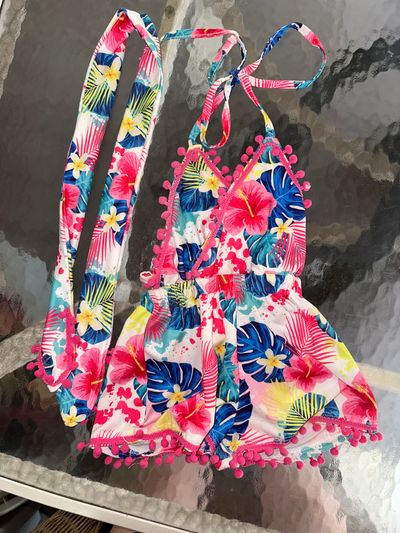 generic backless floral halter jumper with hair tie 9-12 Months