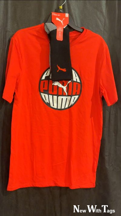 PUMA BOYS RED SHIRT WITH SOCKS 10-12