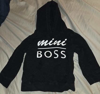Size is 100 which is about a 3T or 4T Boys sweatsh  3T