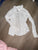 Justice - size 12 Long sleeve silver striped white shirt with rhinestone buttons 10-12