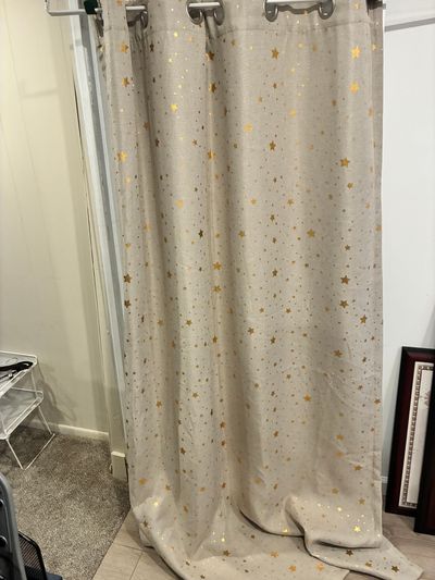 Beige & Gold Star Curtain 4 panel 4 panels each panel 84 in long