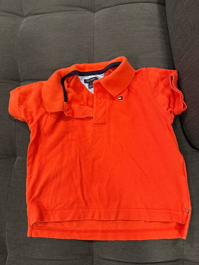 Tommy Hilfiger Orange short sleeve TH polo shirt 3T