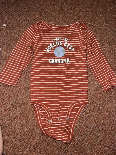 Carter's red and white striped long sleeve onesie 18 Months