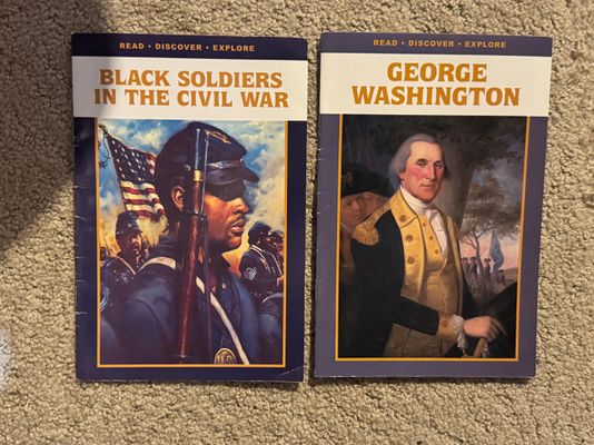 2 kids books 1 about the Civil War and one about George Wahington
