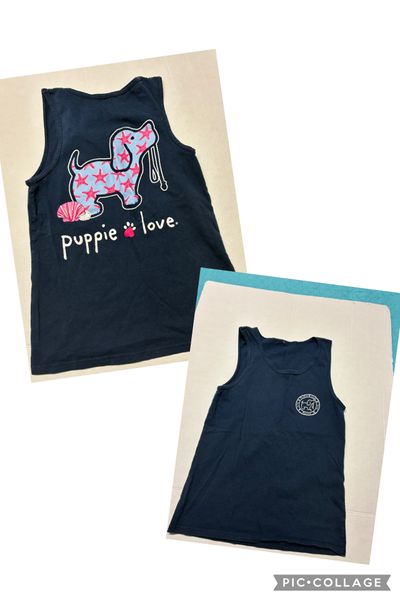 Puppy love navy tank Navy full length tank w puppy love logo/dog Women's - S