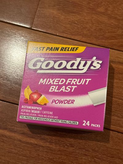Brand new goody's mixed fruit blast expires 10/27 Drink powder contains acetaminophen aspirin &caffeine pain reliev