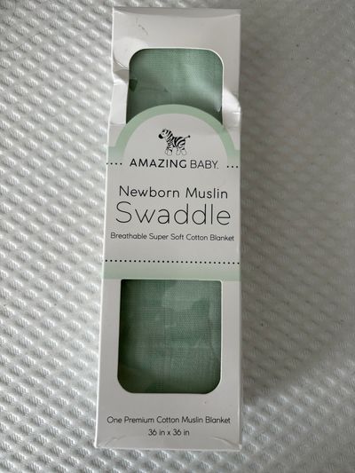 Amazon essentials Brand new muslin blanket in seafoam