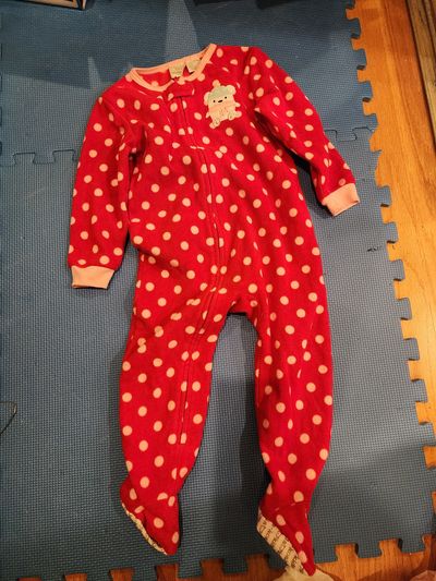 Carter's red and white polka dot fleece footed rei Carter's red and white polka dot fleece footed reindeer sleeper.  24 Months