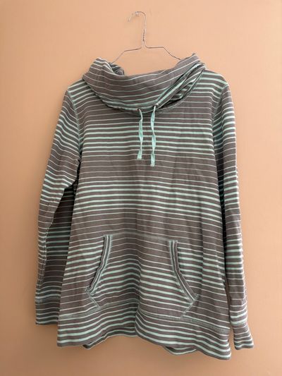 Made for Life Sea foam BlueGreen/Gray Striped  Sweatshirt Women's - M