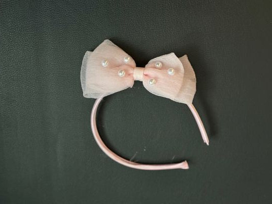 Childrens Place Pink bow Headband with Pearls - Never worn