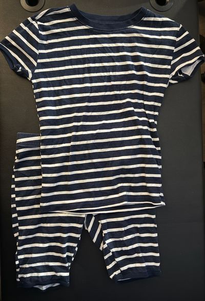 Old Navy Navy and white striped pajama set 10-12