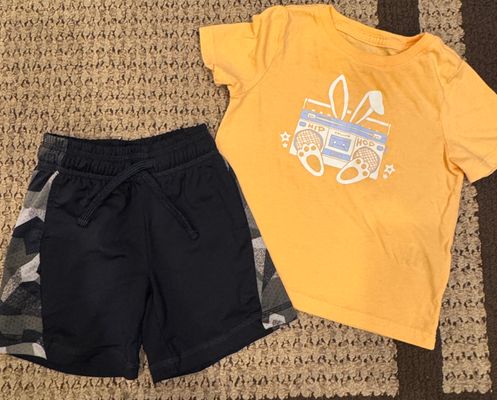 Runway black, athletic shorts and T-shirt  2T