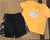 Runway black, athletic shorts and T-shirt  2T