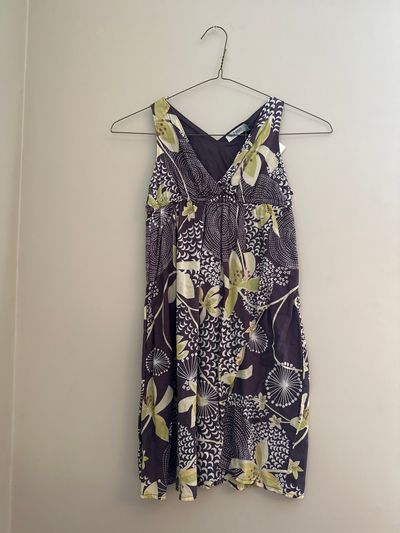 Old Navy 10 Taupe/Green Floral Dress 10-12