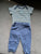Carters blue striped giraffe onesie and pants  6-9 Months