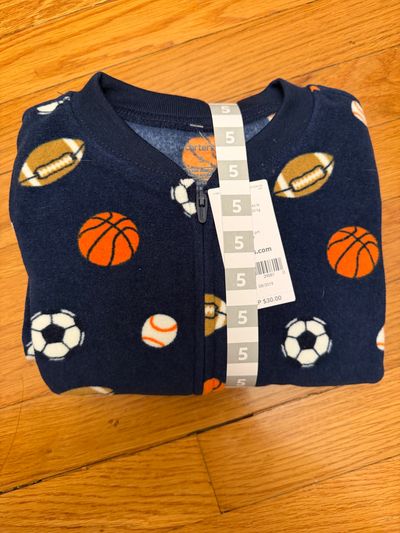 Carter New- fleece footed zip pjs sports 5T/5