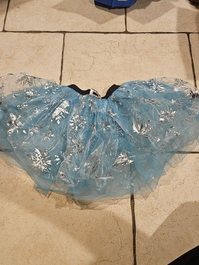 Blue/Silver Tulle Skirt w/ Snowflakes