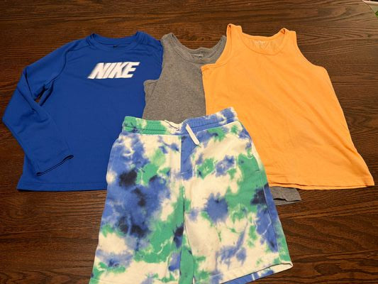 Nike and old navy Lot 2 tanks, long sleeve dry fit and pair of shorts 10-12