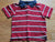 Old Navy Polo shirt in red with white stripes and navy collar. 18-24 Months