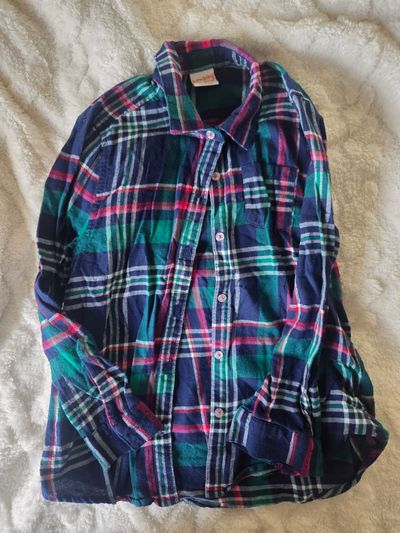 Jumping Bean long sleeved plaid button down shirt  6T/6