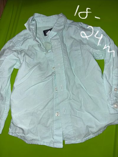 The childrens place Long sleeve button down collared shirt in mint green 18-24 Months
