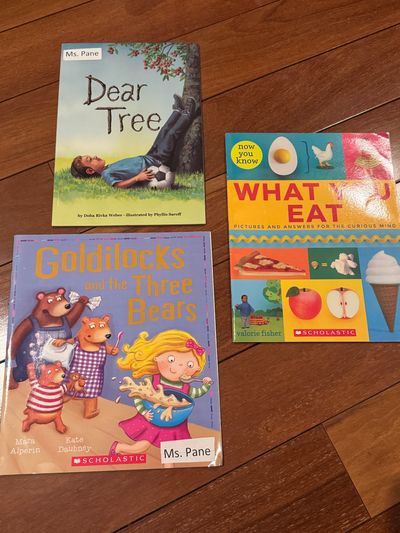 3 school books tree, eat, goldilocks