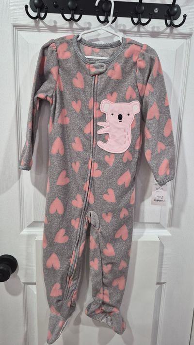 carters new with tag fleece footed zip koala pj 3T