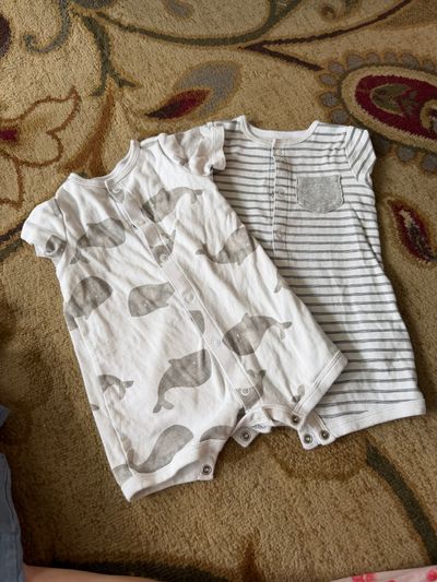 Cloud island Set of 2 rompers 3-6 Months