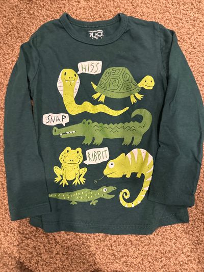 The childrens Place sleeve animal shirt Forest green 2T