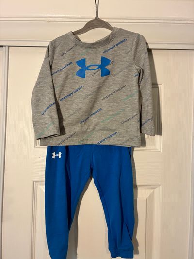 Under Armour 18M, Long sleeve and pants set, blue and grey 18 Months