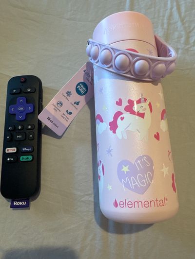 Brand new elemental with fidget handle 18 ounces Pink unicorn steel water bottle retail 25$