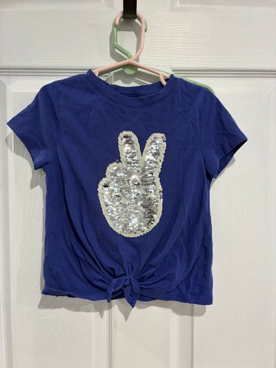 Wonder Nation sequin flip peace front tie flip sequin tshirt 5T