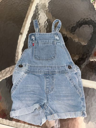 Levi's light blue jean overall shorts 12 Months