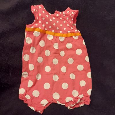 Carters Pink and white polka dot romper 6-9 Months