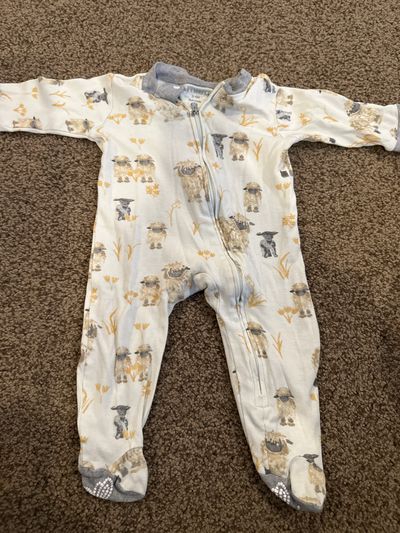 Burts bees baby one piece footed zip up pajamas Unisex zip up pajama 3-6 Months