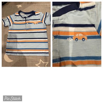Carters Short sleeve striped collared shirt 18 Months