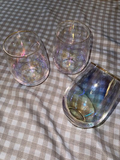 Anthropologie Set of 3 Anthropologie iridescent wine glasses