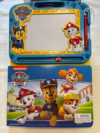 Paw Patrol board book with attached etcha-sketch