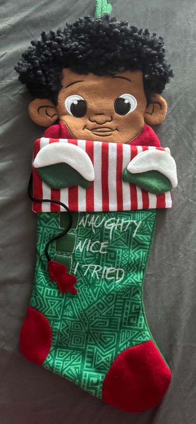 Black Paper Party Boys Naughty Nice Tried Christmas Stocking